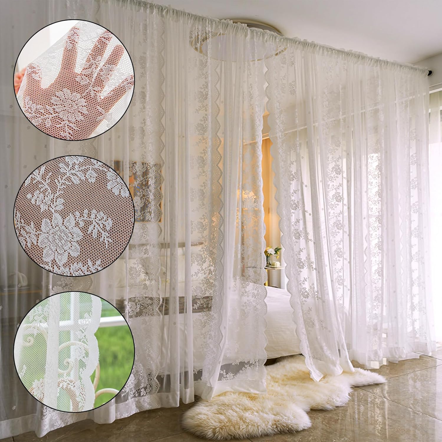 Cortinas de encaje blanco